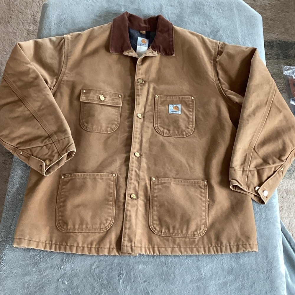 Vintage Men's 48 Regular Carhartt Blanket Lined Duck Chore Jacket Coat Pockets